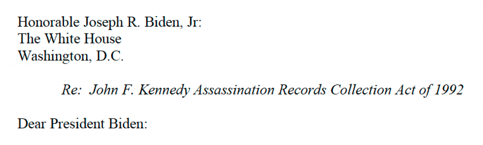 Larry Schnapf's letter to President Joe Biden